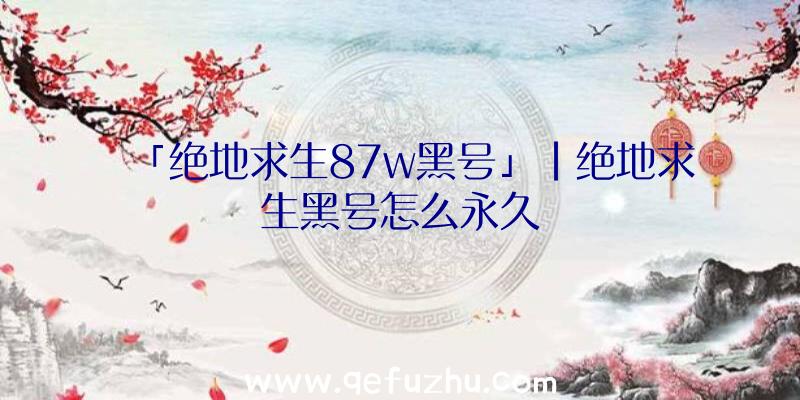 「绝地求生87w黑号」|绝地求生黑号怎么永久